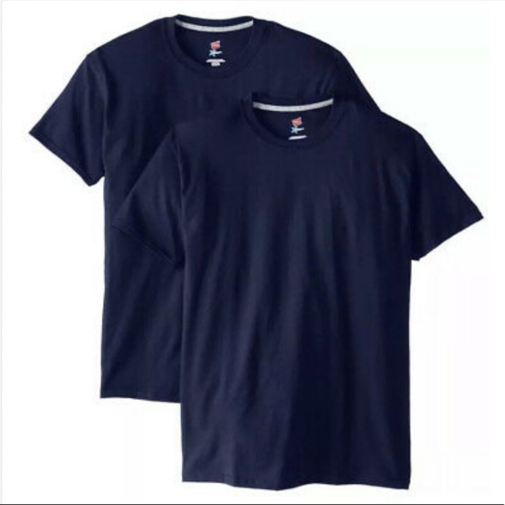 2 Hanes Youth Navy Blue Xtemp T-shirts Short Slv M